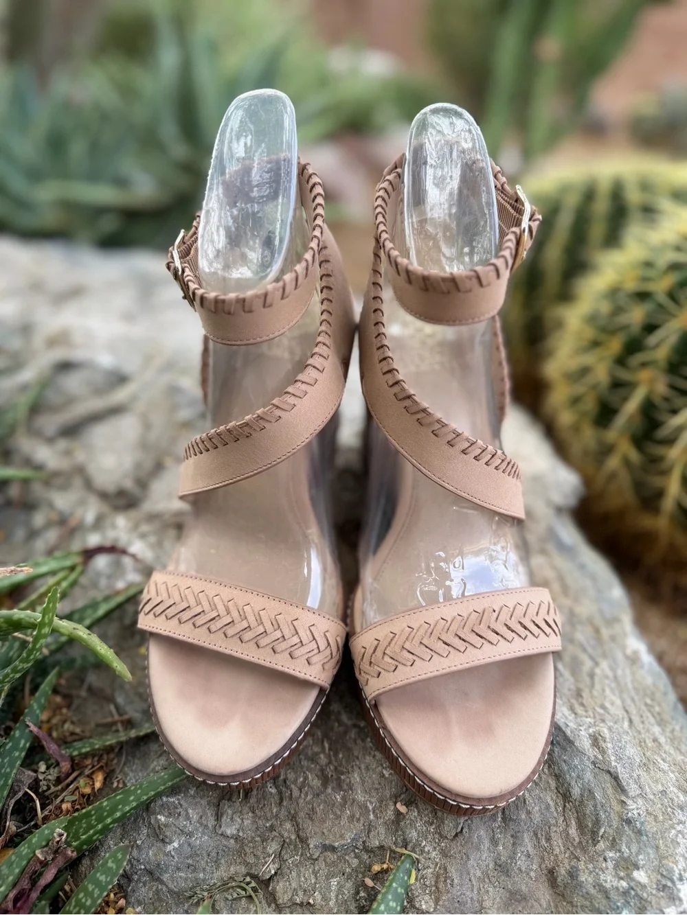 Vince Camuto Sandals Wedge Heeled Braided-Strap Wedge Sandals in Almond